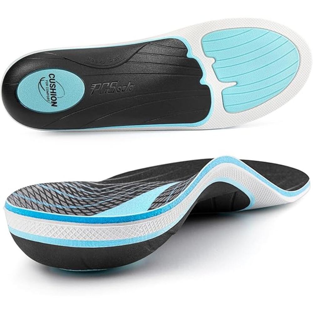 PCSsole Mens 6-6.5 220+lbs High Arch Orthotic Plantar Fasciitis Insoles